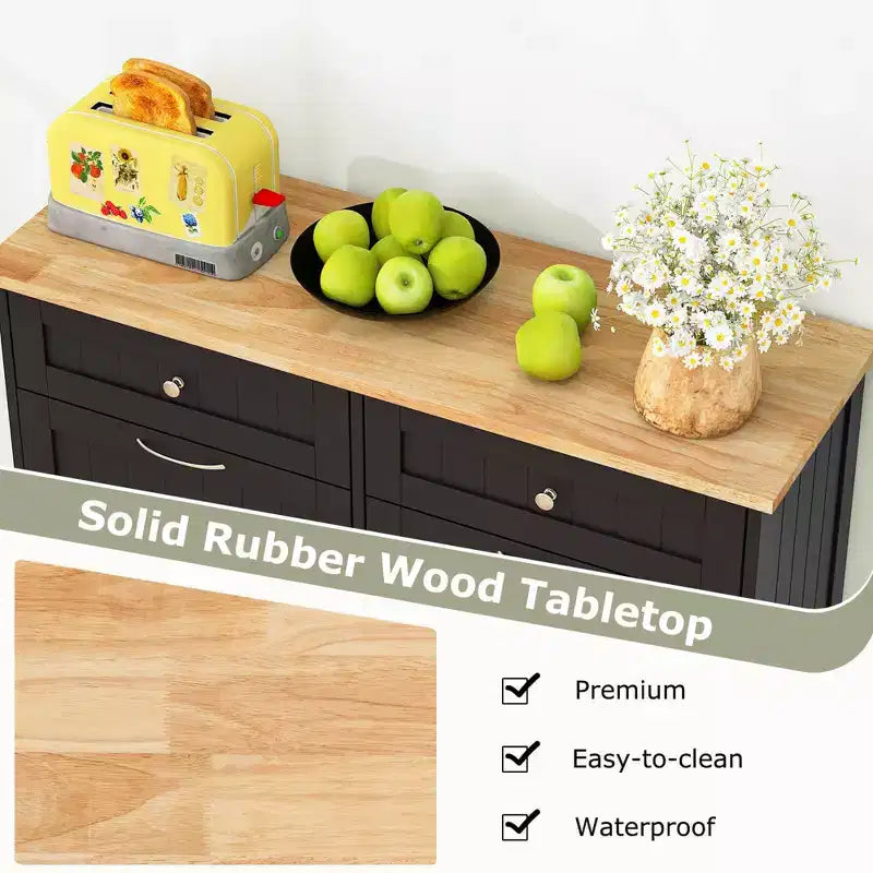 Meuble de cuisine Costway en bois avec poubelle basculante, tiroir et étagère de rangement Noir/Blanc/Café/Gris