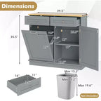 Meuble de cuisine Costway en bois avec poubelle basculante, tiroir et étagère de rangement Noir/Blanc/Café/Gris