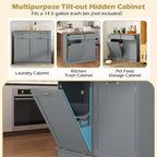 Meuble de cuisine Costway en bois avec poubelle basculante, tiroir et étagère de rangement Noir/Blanc/Café/Gris