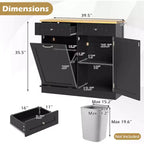 Meuble de cuisine Costway en bois avec poubelle basculante, tiroir et étagère de rangement Noir/Blanc/Café/Gris