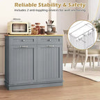 Meuble de cuisine Costway en bois avec poubelle basculante, tiroir et étagère de rangement Noir/Blanc/Café/Gris