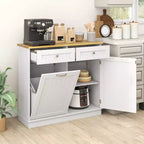 Meuble de cuisine Costway en bois avec poubelle basculante, tiroir et étagère de rangement Noir/Blanc/Café/Gris