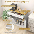 Meuble de cuisine Costway en bois avec poubelle basculante, tiroir et étagère de rangement Noir/Blanc/Café/Gris