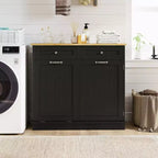 Meuble de cuisine Costway en bois avec poubelle basculante, tiroir et étagère de rangement Noir/Blanc/Café/Gris