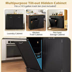 Meuble de cuisine Costway en bois avec poubelle basculante, tiroir et étagère de rangement Noir/Blanc/Café/Gris