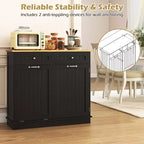Meuble de cuisine Costway en bois avec poubelle basculante, tiroir et étagère de rangement Noir/Blanc/Café/Gris