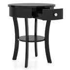 Costway Table d'appoint/de chevet ronde à 2 niveaux pour chambre à coucher et salon, Blanc/Espresso/Noir