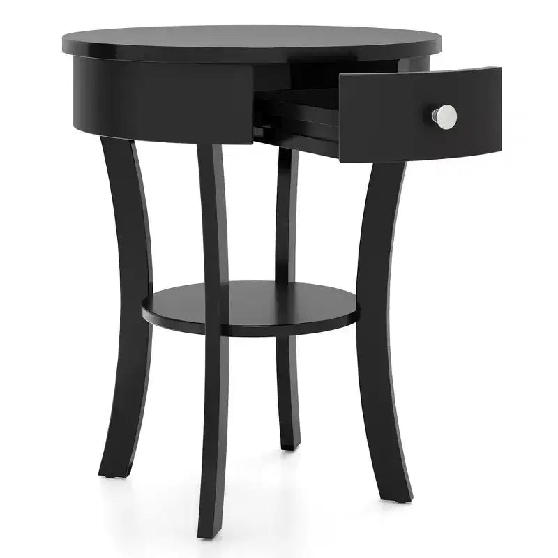 Costway Table d'appoint/de chevet ronde à 2 niveaux pour chambre à coucher et salon, Blanc/Espresso/Noir