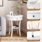 Costway Table d'appoint/de chevet ronde à 2 niveaux pour chambre à coucher et salon, Blanc/Espresso/Noir