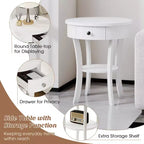Costway Table d'appoint/de chevet ronde à 2 niveaux pour chambre à coucher et salon, Blanc/Espresso/Noir