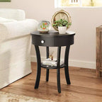 Costway Table d'appoint/de chevet ronde à 2 niveaux pour chambre à coucher et salon, Blanc/Espresso/Noir