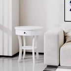 Costway Table d'appoint/de chevet ronde à 2 niveaux pour chambre à coucher et salon, Blanc/Espresso/Noir