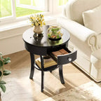 Costway Table d'appoint/de chevet ronde à 2 niveaux pour chambre à coucher et salon, Blanc/Espresso/Noir