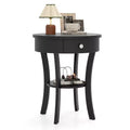 Costway 2-tier Side End Sofa Table Round Nightstand for Bedroom Living Room White/Espresso/Black