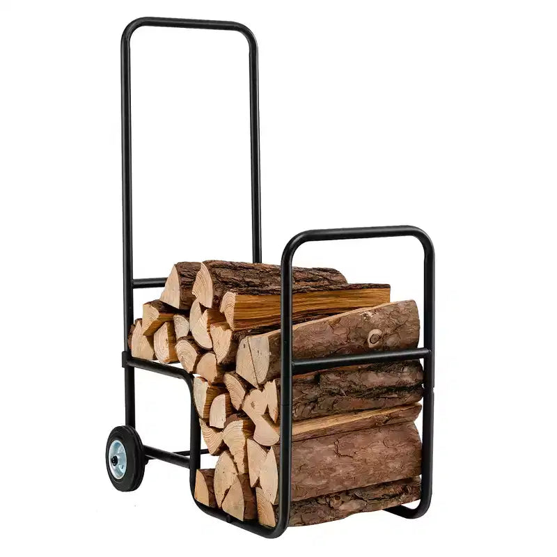 Support de rangement pour bois de chauffage Costway Chariot de transport pour bois Chariot à roulettes pour bois de chauffage
