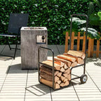Support de rangement pour bois de chauffage Costway Chariot de transport pour bois Chariot à roulettes pour bois de chauffage