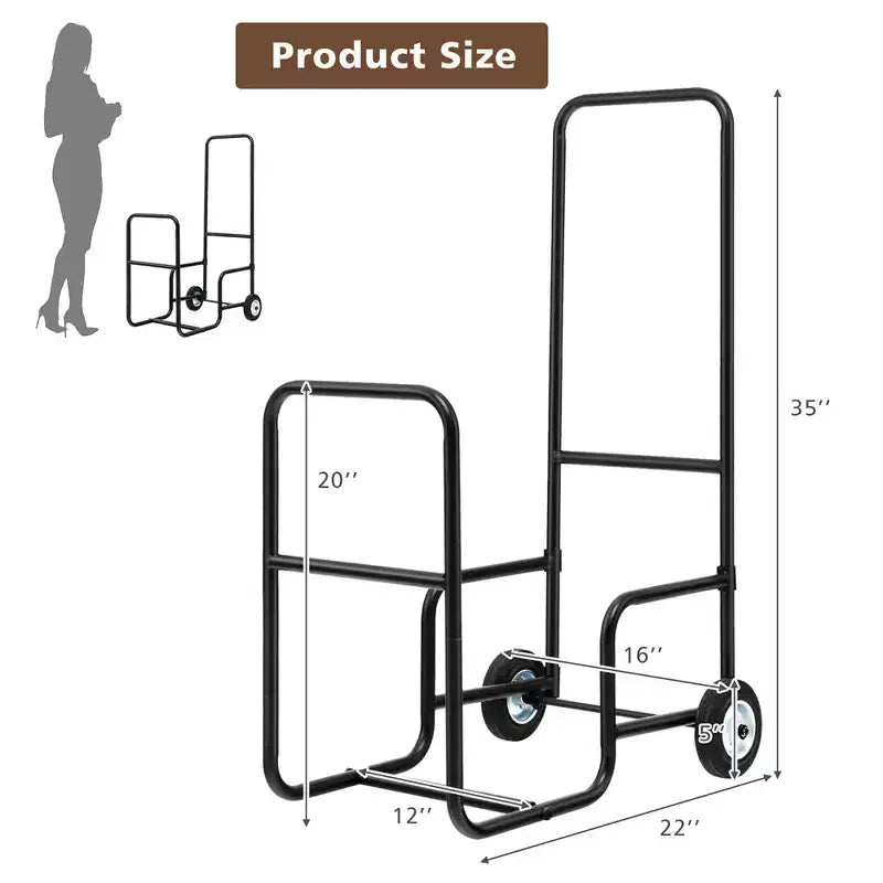 Support de rangement pour bois de chauffage Costway Chariot de transport pour bois Chariot à roulettes pour bois de chauffage