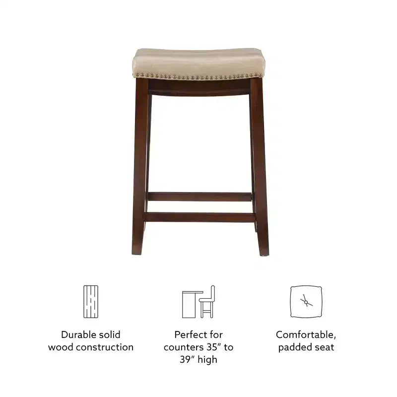 Lot de 2 tabourets de bar hauteur comptoir Claridge - Linon