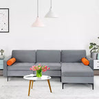 Costway Canapé d'angle modulaire avec méridienne réversible et 2 ports USB Gris cendré