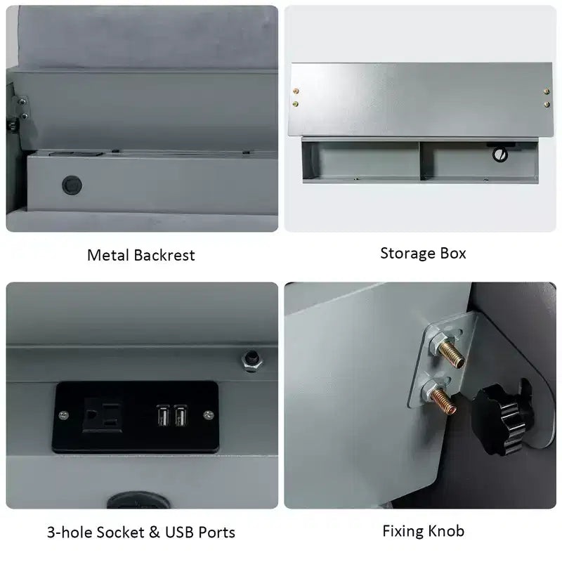 Costway Canapé d'angle modulaire avec méridienne réversible et 2 ports USB Gris cendré