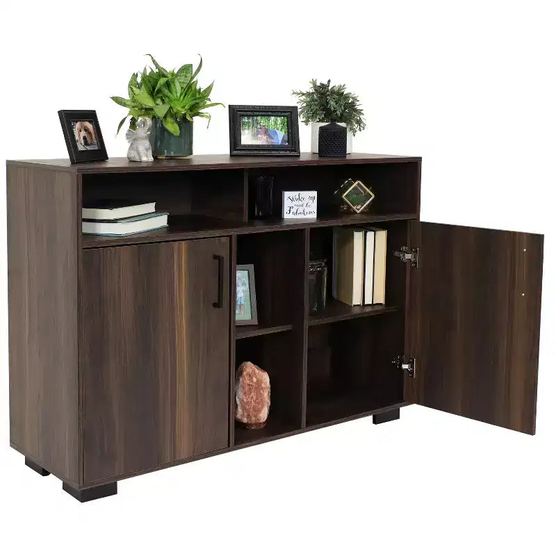 Buffet de rangement Anthony d'intérieur Sunnydaze avec étagères – 48,5 po