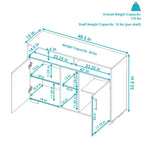 Buffet de rangement Anthony d'intérieur Sunnydaze avec étagères – 48,5 po