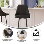 Tabourets de salle à manger modernes Merrick Lane rembourrés avec des cadres et repose-pieds en métal chromé