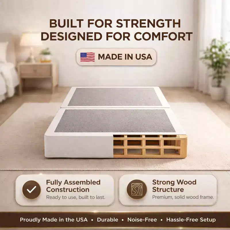 Continental Sleep, Sommier/Base Traditionnel en Bois Fendu, Profil Bas, 10 cm, Entièrement Assemblé, pour Ensemble Matelas,