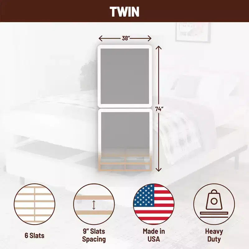 Continental Sleep, Sommier/Base Traditionnel en Bois Fendu, Profil Bas, 10 cm, Entièrement Assemblé, pour Ensemble Matelas,
