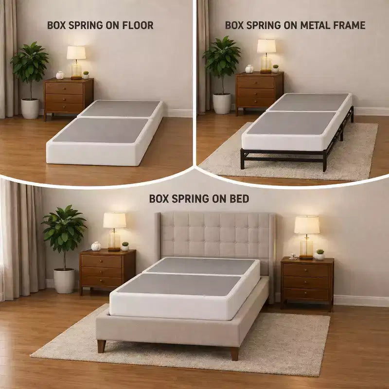 Continental Sleep, Sommier/Base Traditionnel en Bois Fendu, Profil Bas, 10 cm, Entièrement Assemblé, pour Ensemble Matelas,
