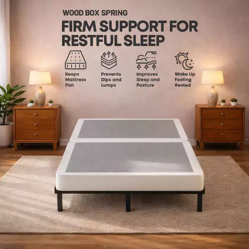 Continental Sleep, Sommier/Base Traditionnel en Bois Fendu, Profil Bas, 10 cm, Entièrement Assemblé, pour Ensemble Matelas,