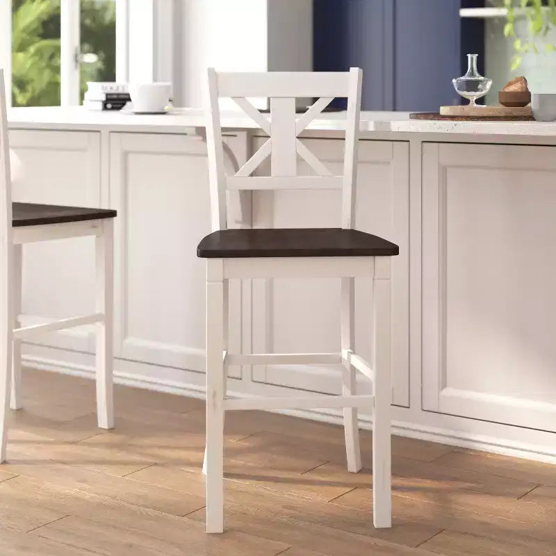 Flash Furniture Gwendolyn, lot de 2 tabourets de bar modernes de style rustique en bois massif de qualité commerciale, hauteur comptoir