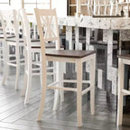 Flash Furniture Gwendolyn, lot de 2 tabourets de bar modernes de style rustique en bois massif de qualité commerciale, hauteur comptoir