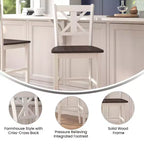 Flash Furniture Gwendolyn, lot de 2 tabourets de bar modernes de style rustique en bois massif de qualité commerciale, hauteur comptoir