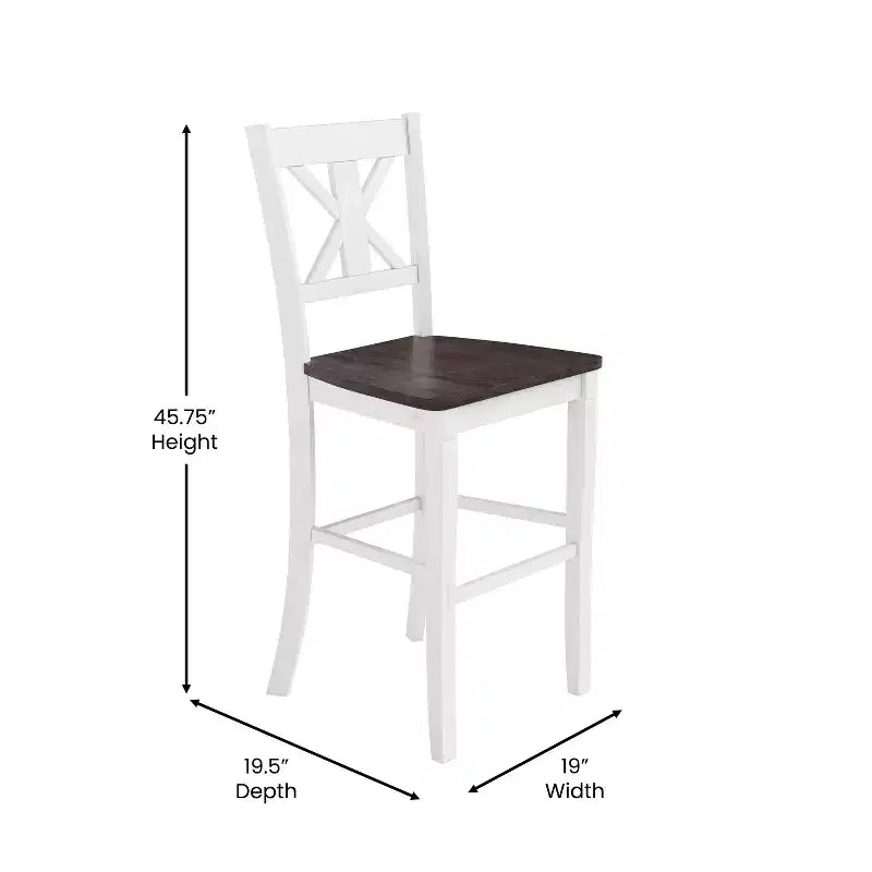 Flash Furniture Gwendolyn, lot de 2 tabourets de bar modernes de style rustique en bois massif de qualité commerciale, hauteur comptoir