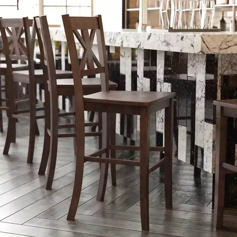 Flash Furniture Gwendolyn, lot de 2 tabourets de bar modernes de style rustique en bois massif de qualité commerciale, hauteur comptoir