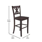 Flash Furniture Gwendolyn, lot de 2 tabourets de bar modernes de style rustique en bois massif de qualité commerciale, hauteur comptoir
