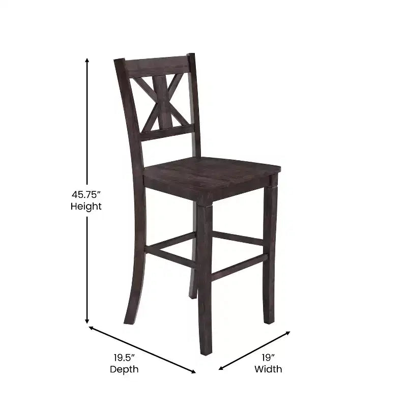Flash Furniture Gwendolyn, lot de 2 tabourets de bar modernes de style rustique en bois massif de qualité commerciale, hauteur comptoir
