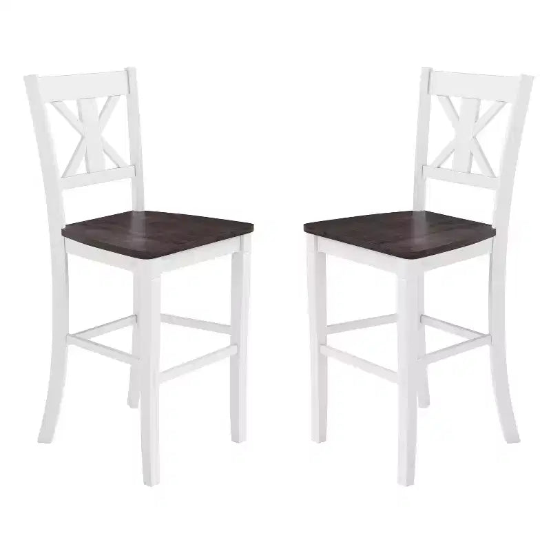Flash Furniture Gwendolyn, lot de 2 tabourets de bar modernes de style rustique en bois massif de qualité commerciale, hauteur comptoir