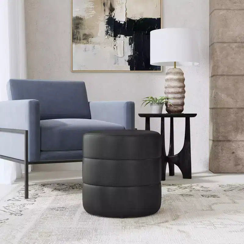 Pouffe rond rembourré - HomePop