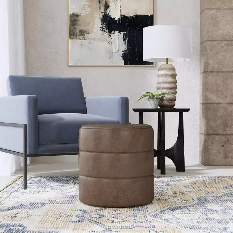 Pouffe rond rembourré - HomePop