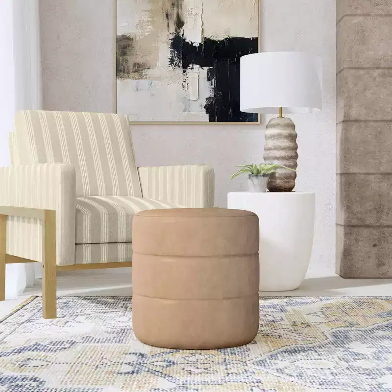 Pouffe rond rembourré - HomePop