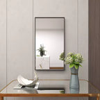 Miroir mural rectangulaire contemporain en bois avec cadre fin et minimaliste - Olivia & May