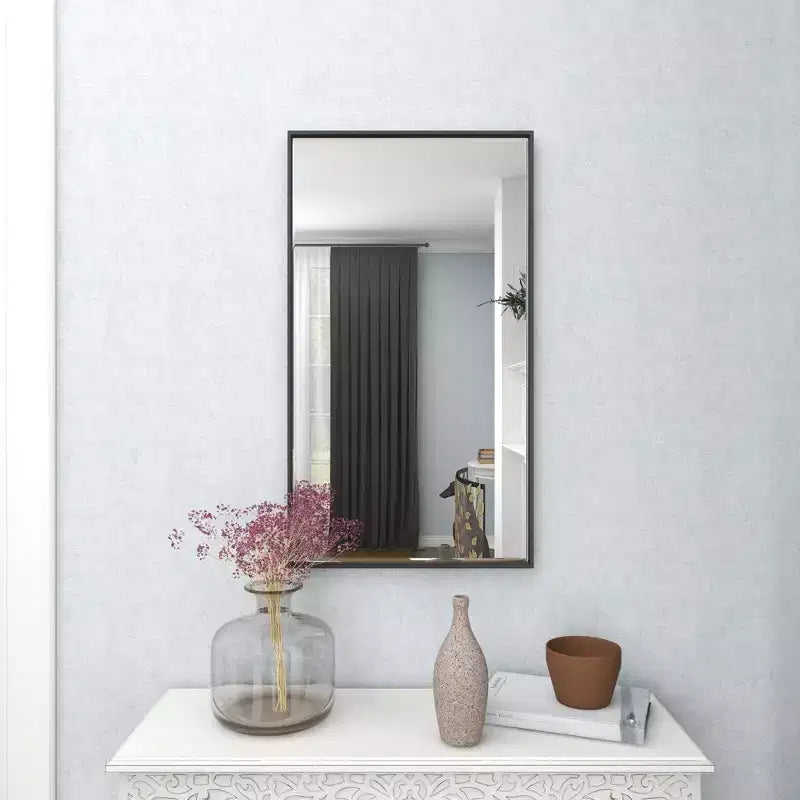 Miroir mural rectangulaire contemporain en bois avec cadre fin et minimaliste - Olivia & May