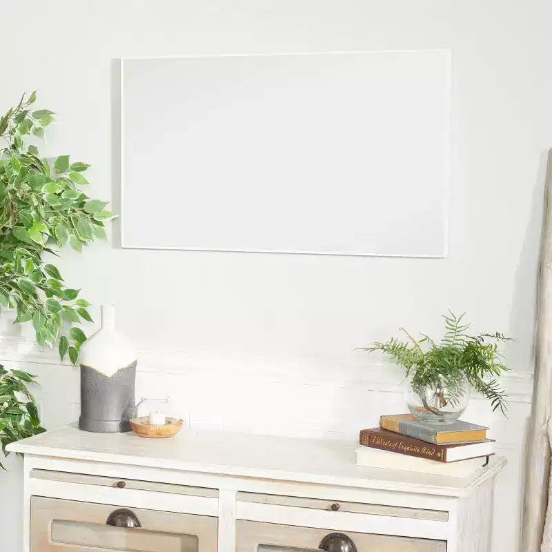Miroir mural rectangulaire contemporain en bois avec cadre fin et minimaliste - Olivia & May
