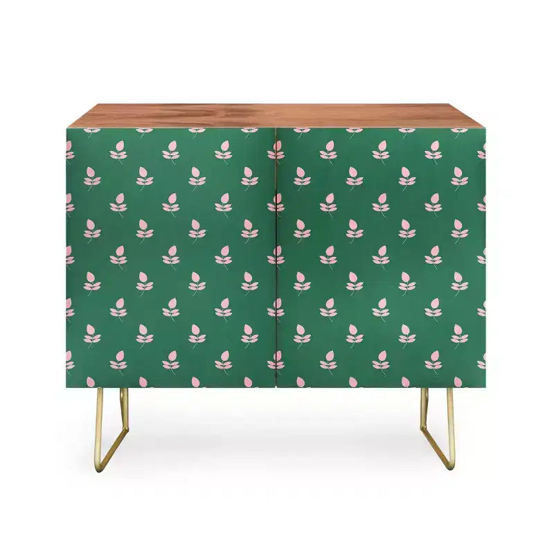 Buffet Maritza Lisa motif feuilles rétro rose - Deny Designs