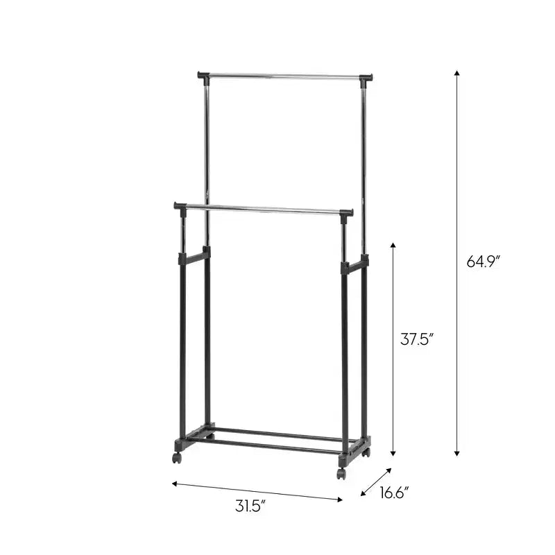 IRIS USA Porte-vêtements réglable en métal, tringle à vêtements sur roulettes