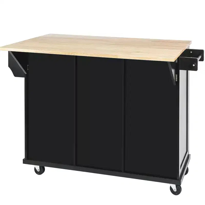 Îlot de cuisine avec comptoir abattant, chariot de cuisine avec 5 roues, armoire de rangement et 3 tiroirs - ModernLuxe
