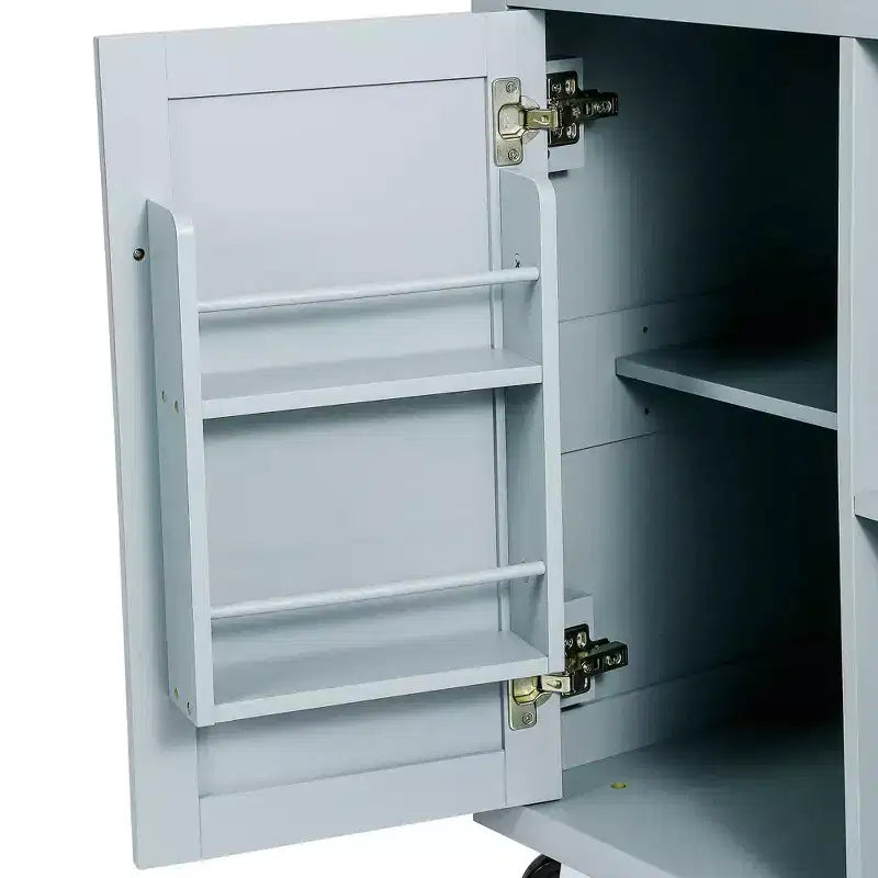 Îlot de cuisine avec comptoir abattant, chariot de cuisine avec 5 roues, armoire de rangement et 3 tiroirs - ModernLuxe