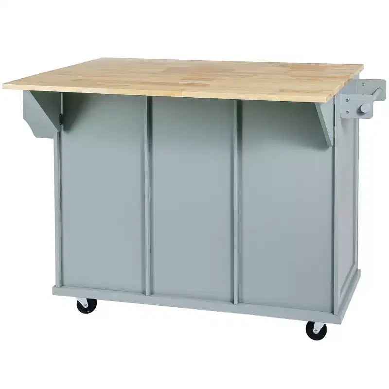 Îlot de cuisine avec comptoir abattant, chariot de cuisine avec 5 roues, armoire de rangement et 3 tiroirs - ModernLuxe